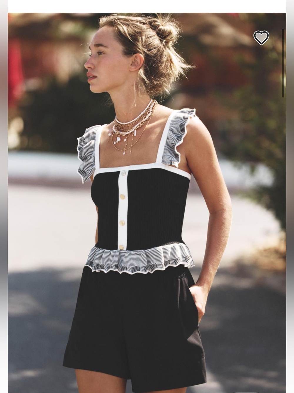 ZARA Black Ruffle-Trim Ribbed Top - Picture 5 of 10